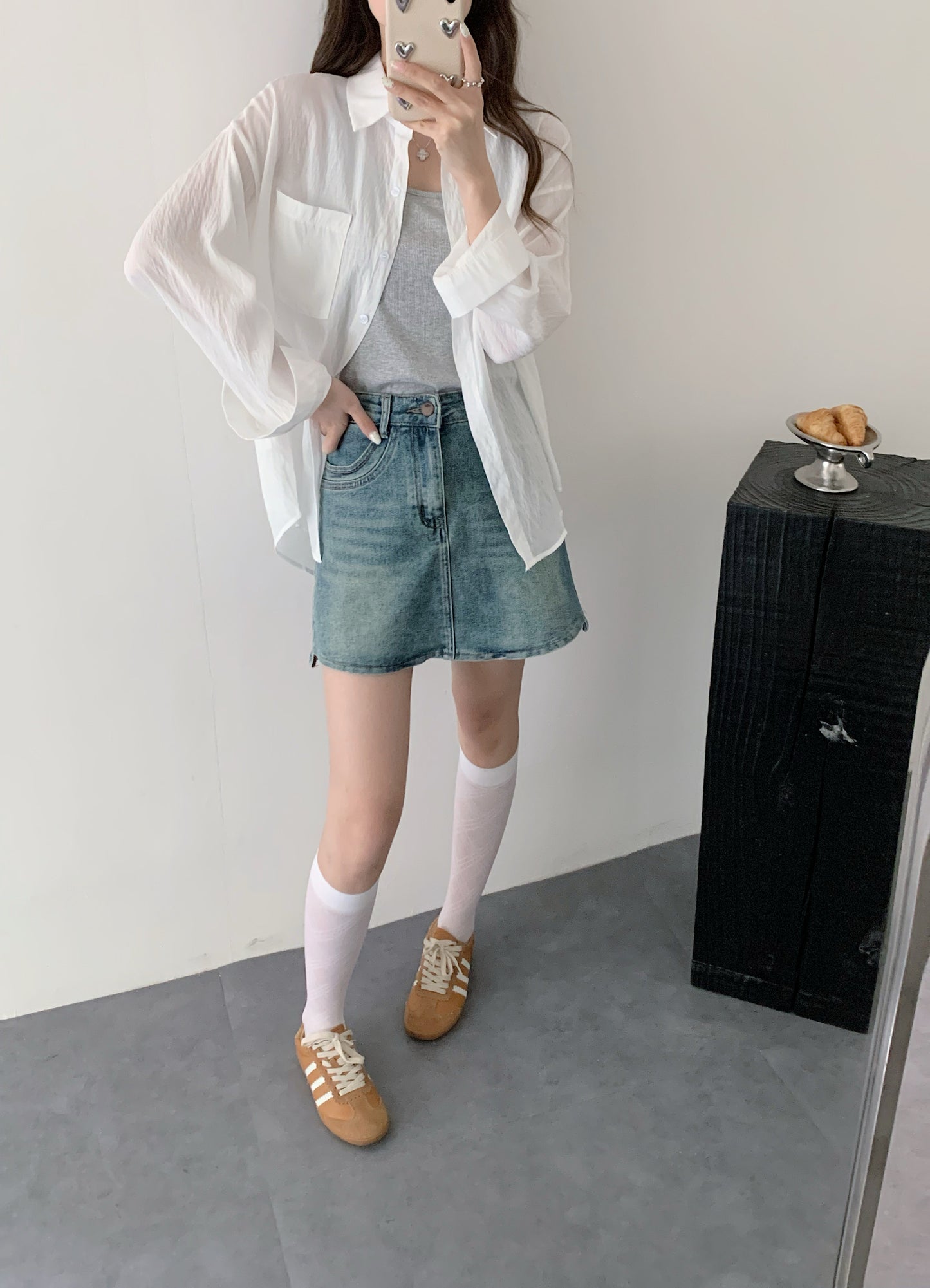 JOOJOO BLOUSE SET IN ORANGE/WHITE