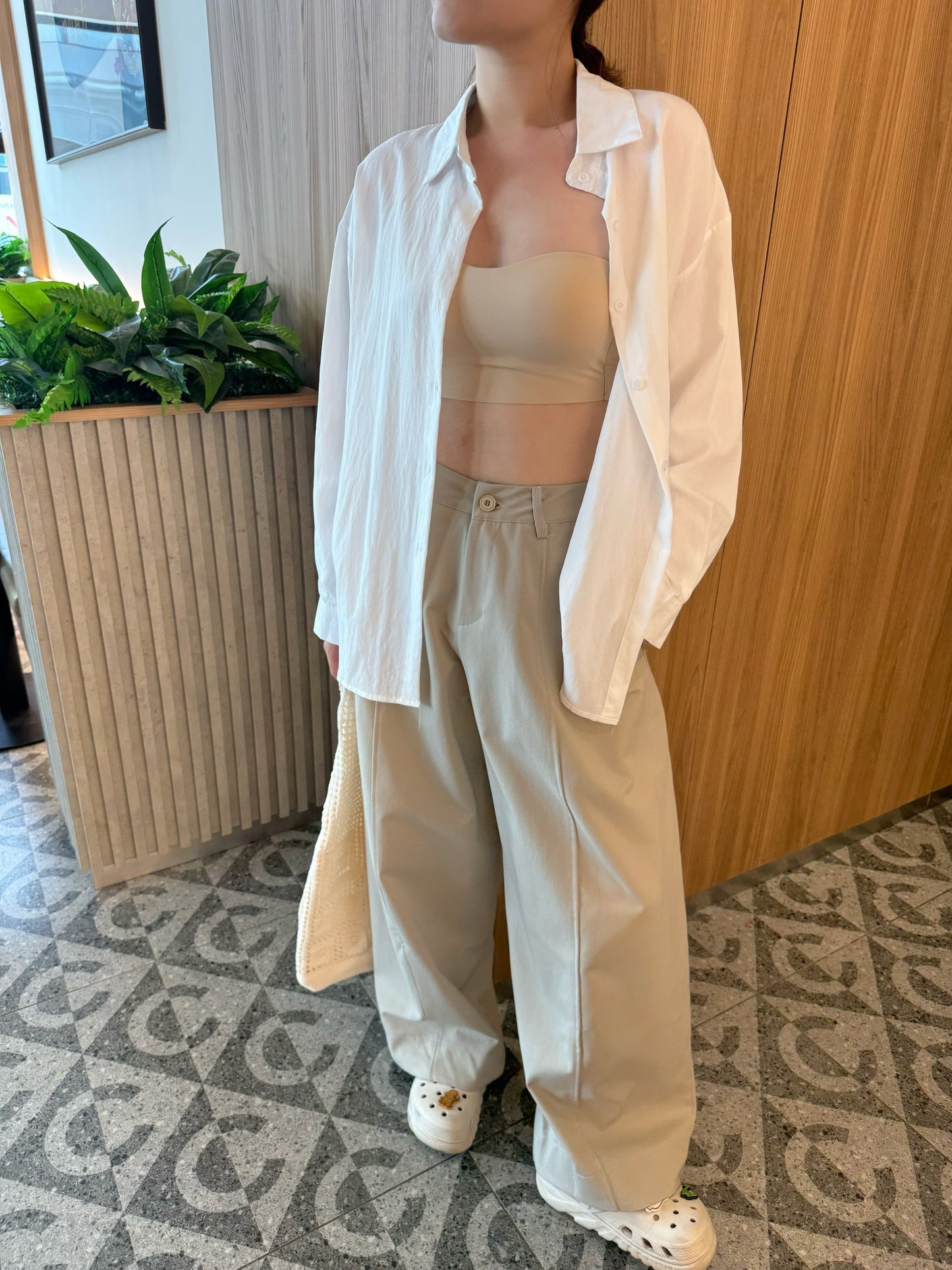 DAD BAGGY TROUSERS IN WHITE/BEIGE