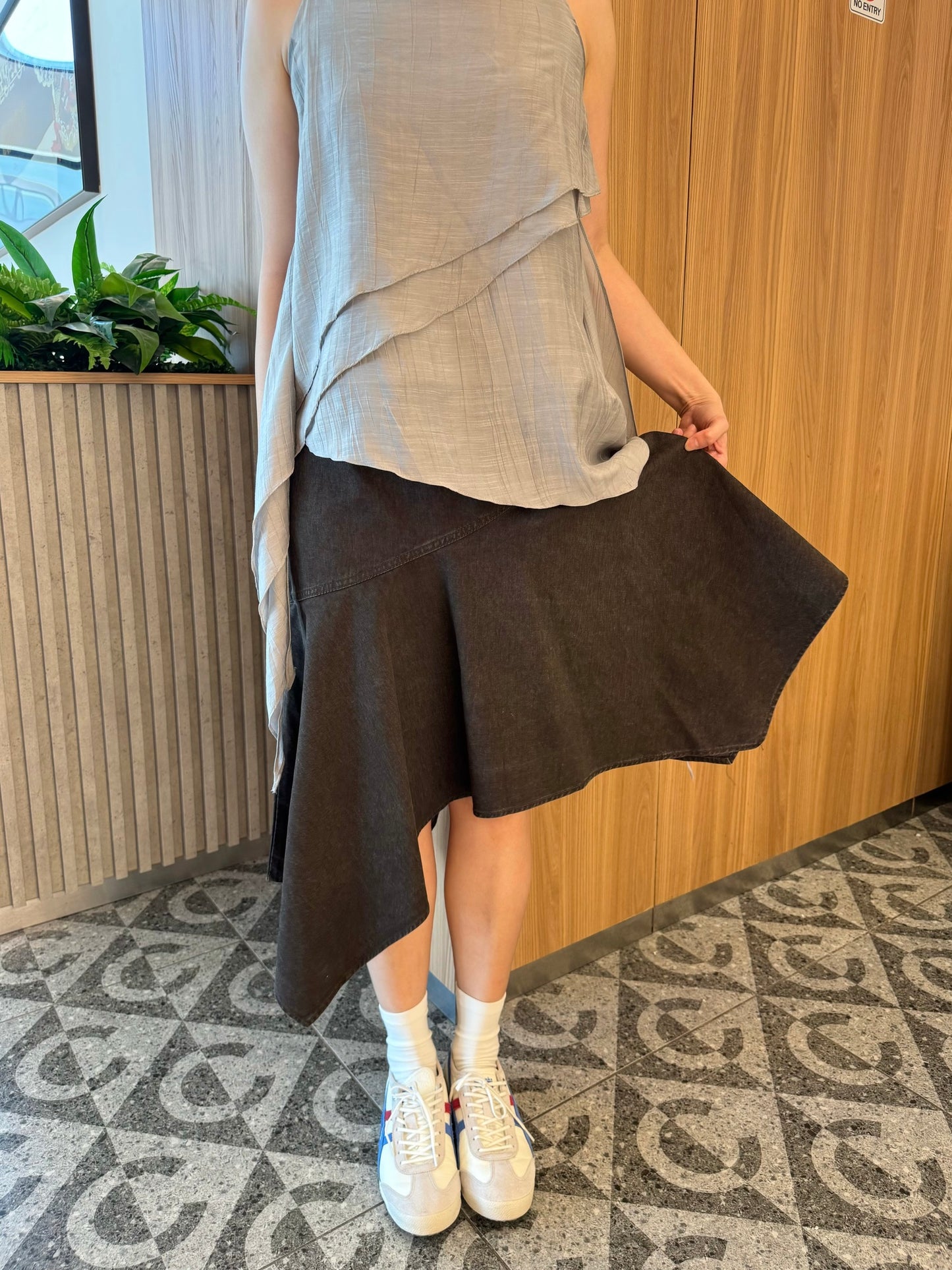 KINN HIGH WAIST SKIRT IN YELLOW / DARK CHOCO