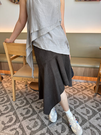 KINN HIGH WAIST SKIRT IN YELLOW / DARK CHOCO