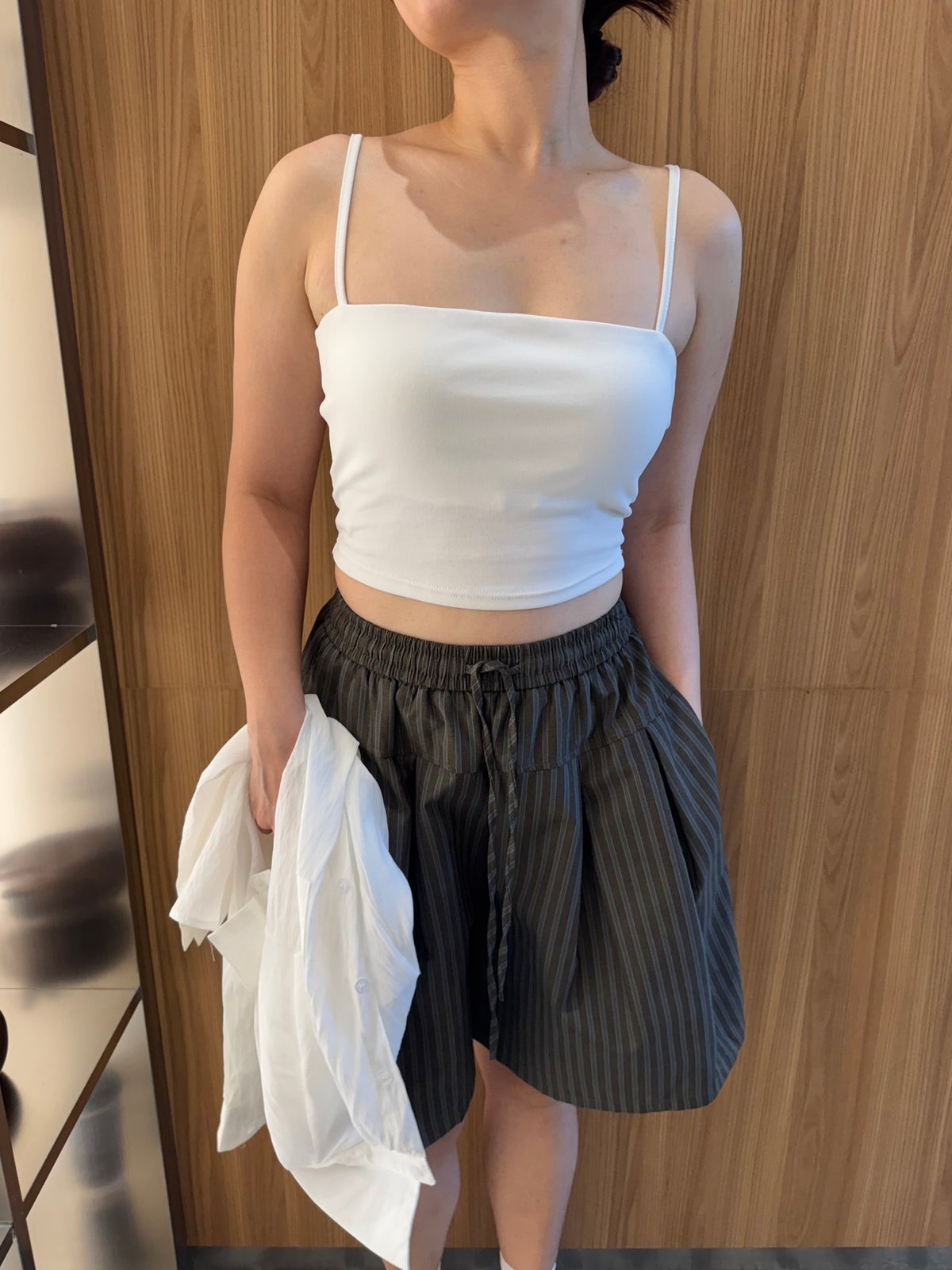 RIRA BRA TOP IN WHITE/GREY/BLACK SINGLET