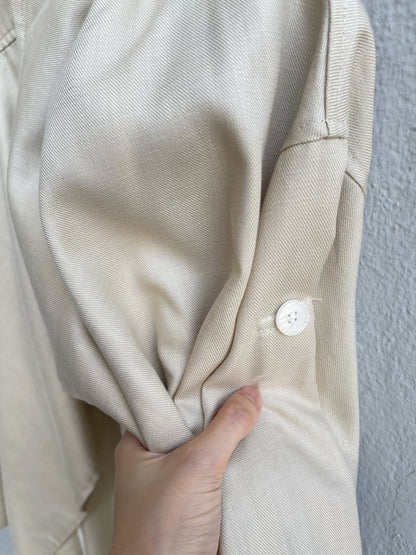 YURI LINEN COTTON BLOUSE JACKET IN WHITE/BEIGE