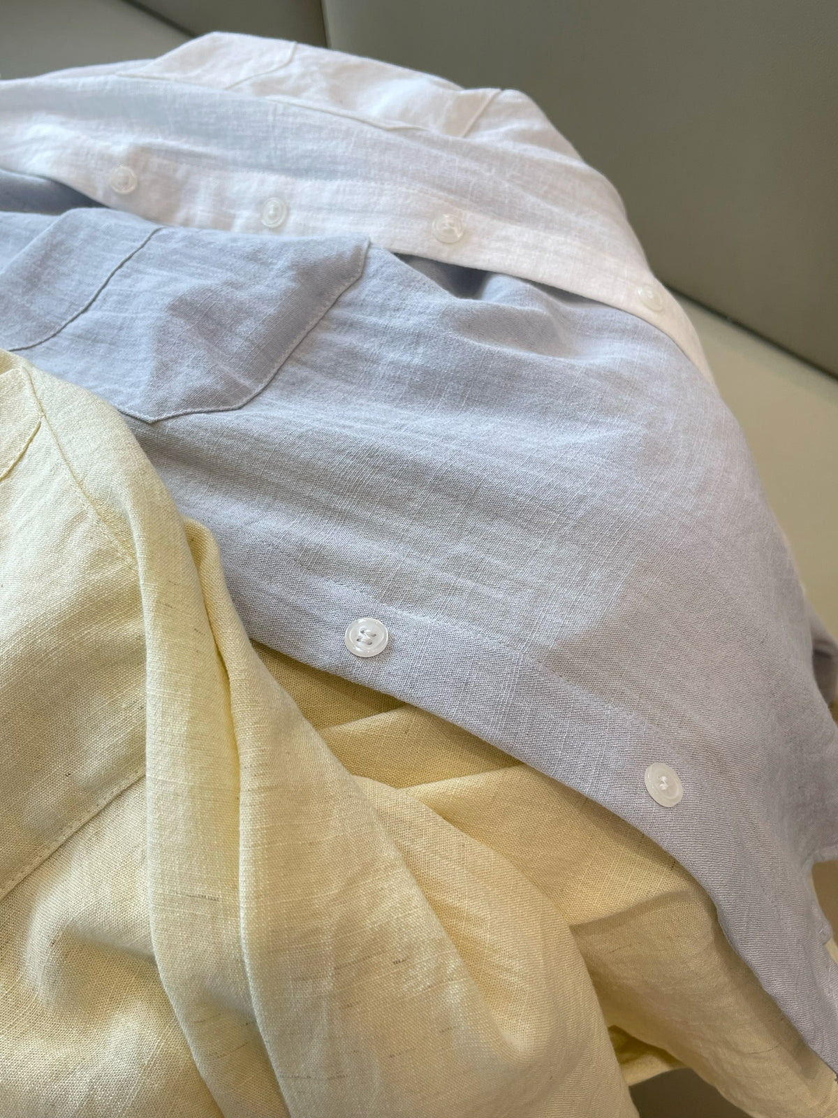 LINEN COTTON BLOUSE IN WHITE/BLUE/YELLOW