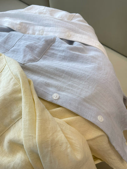 LINEN COTTON BLOUSE IN WHITE/BLUE/YELLOW