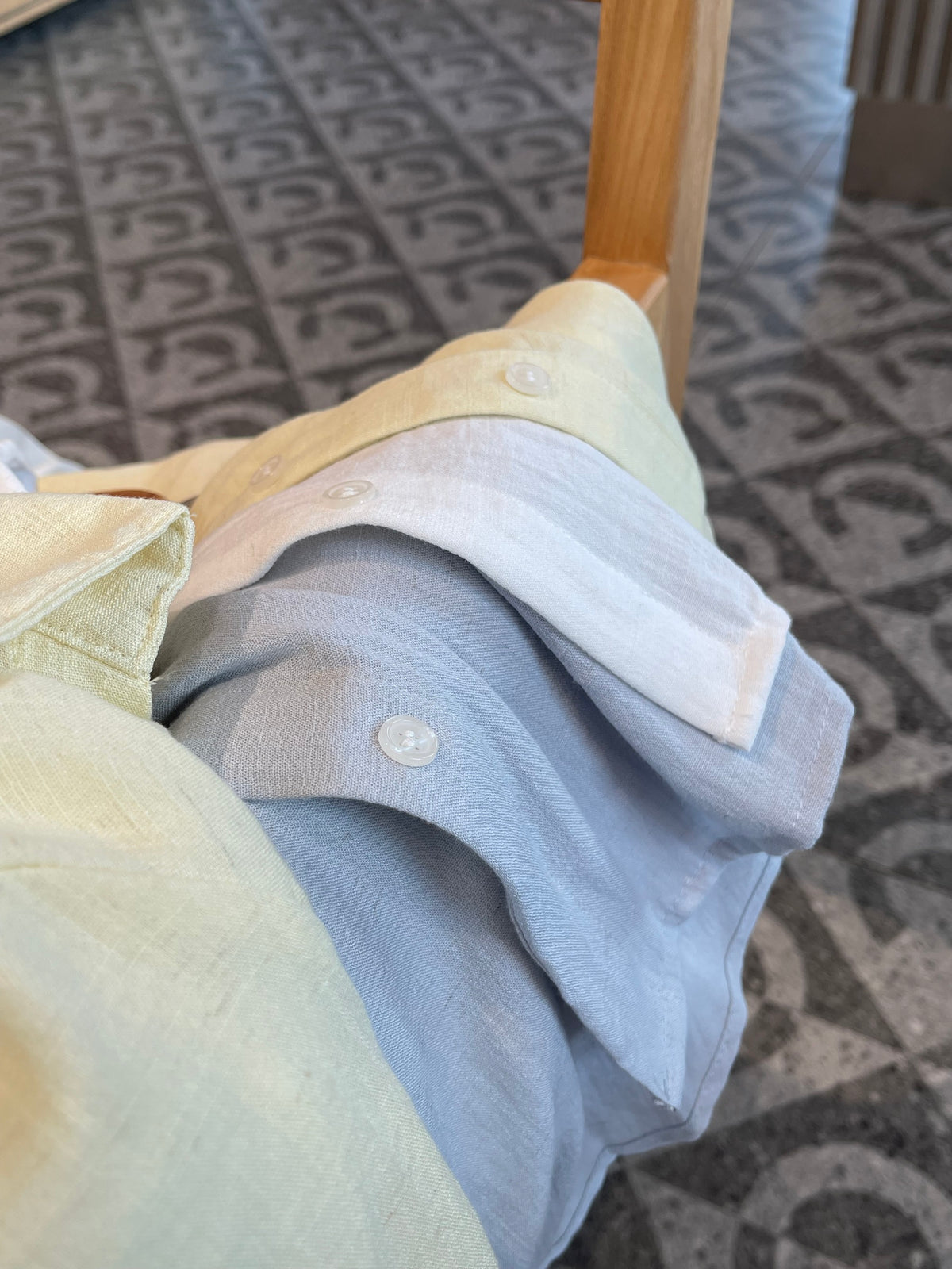 LINEN COTTON BLOUSE IN WHITE/BLUE/YELLOW