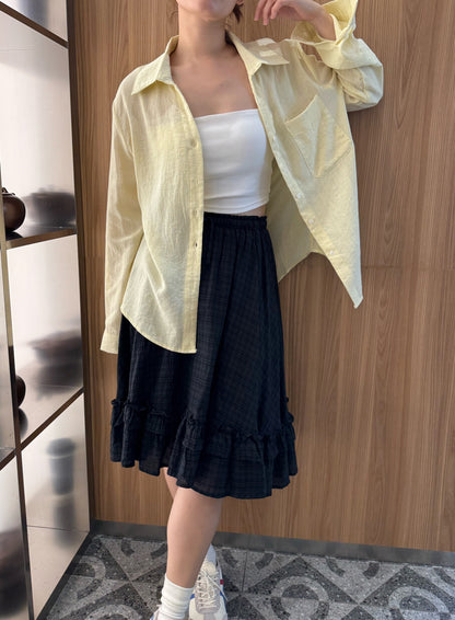LINEN COTTON BLOUSE IN WHITE/BLUE/YELLOW