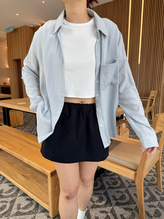 LINEN COTTON BLOUSE IN WHITE/BLUE/YELLOW
