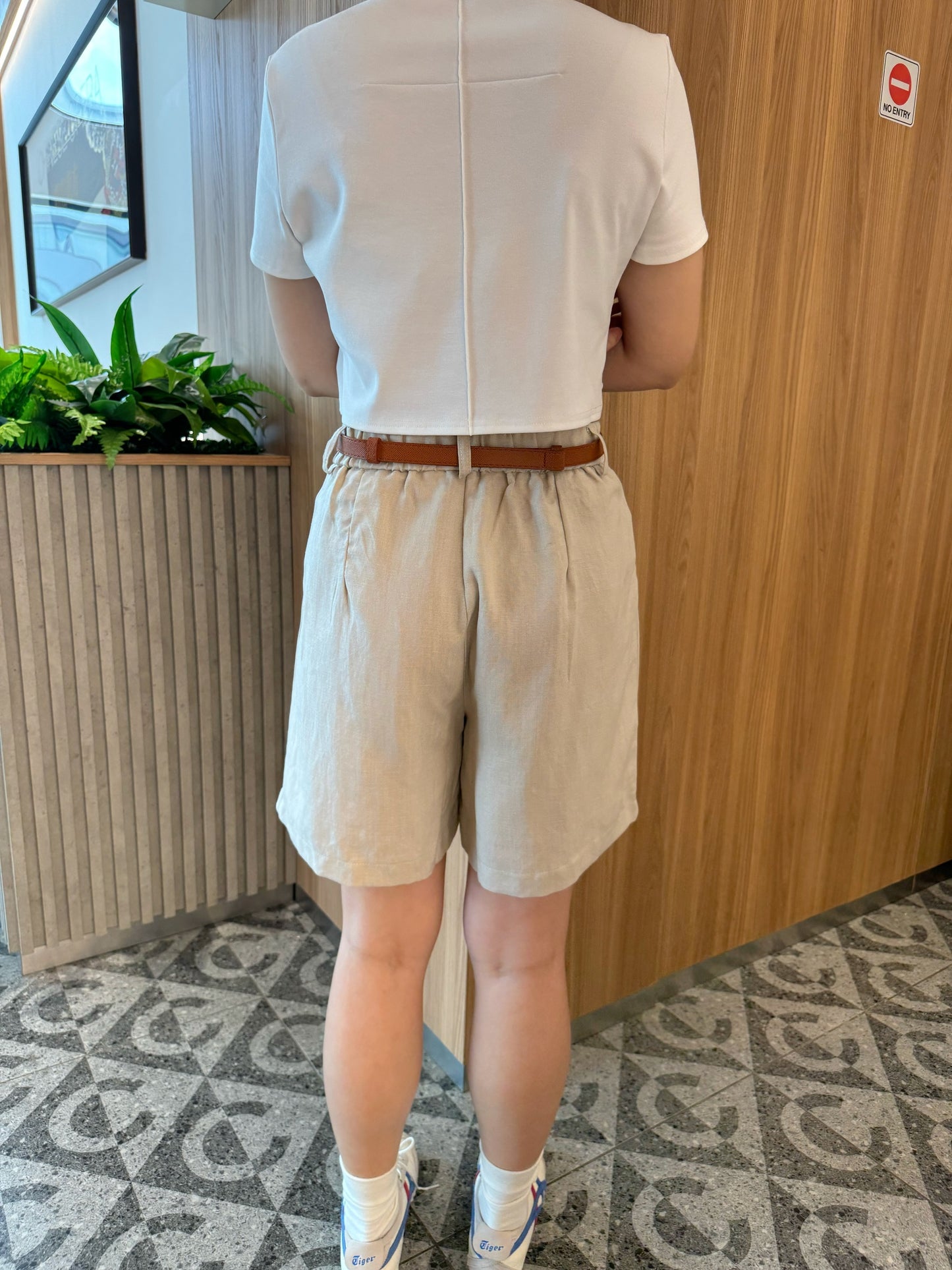 LINEN COTTON SHORT IN OAT BEIGE
