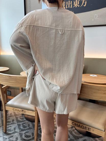 3 IN 1 LINEN COTTON SET IN OAT BEIGE