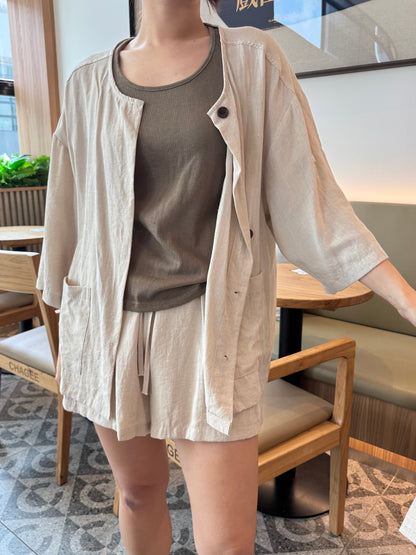 3 IN 1 LINEN COTTON SET IN OAT BEIGE