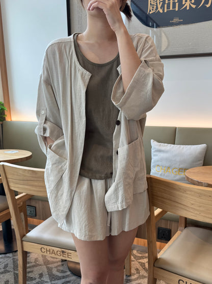 3 IN 1 LINEN COTTON SET IN OAT BEIGE