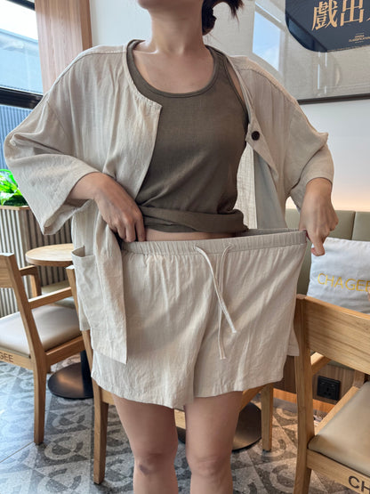 3 IN 1 LINEN COTTON SET IN OAT BEIGE