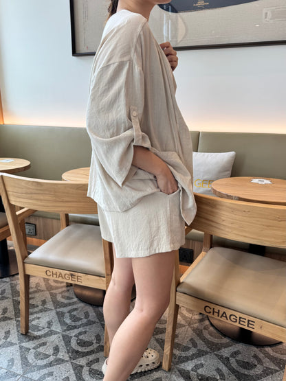 3 IN 1 LINEN COTTON SET IN OAT BEIGE