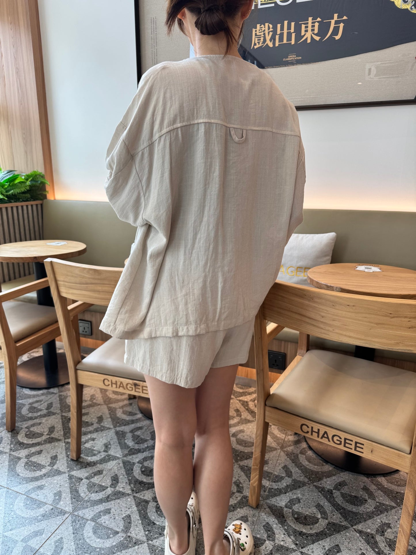 3 IN 1 LINEN COTTON SET IN OAT BEIGE