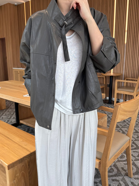 **LIMITED!! LEATHER JACKET IN GREY