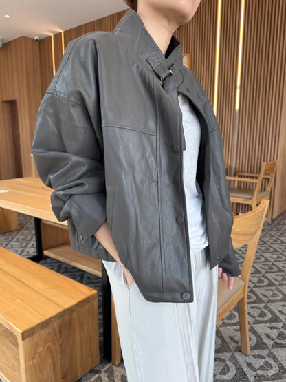 **LIMITED!! LEATHER JACKET IN GREY