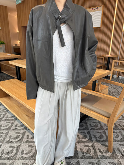 **LIMITED!! LEATHER JACKET IN GREY