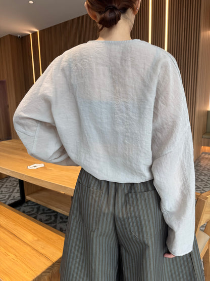 LINEN COTTON JACKET IN GREY