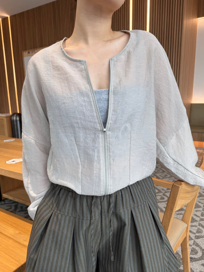 LINEN COTTON JACKET IN GREY