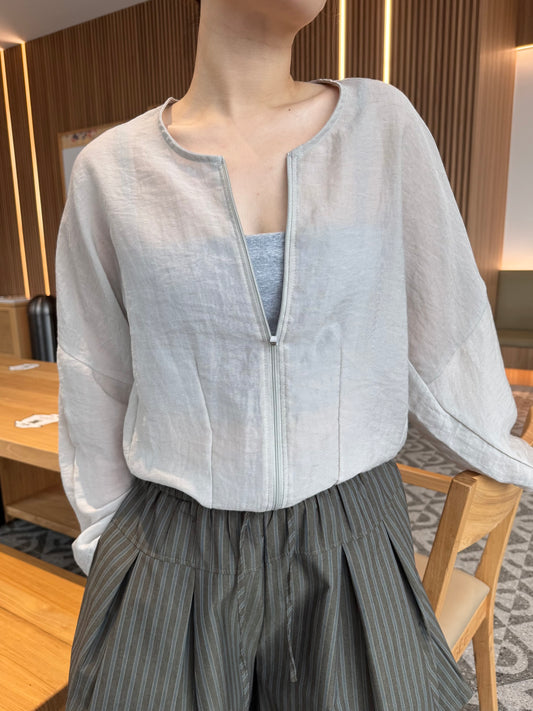 LINEN COTTON JACKET IN GREY