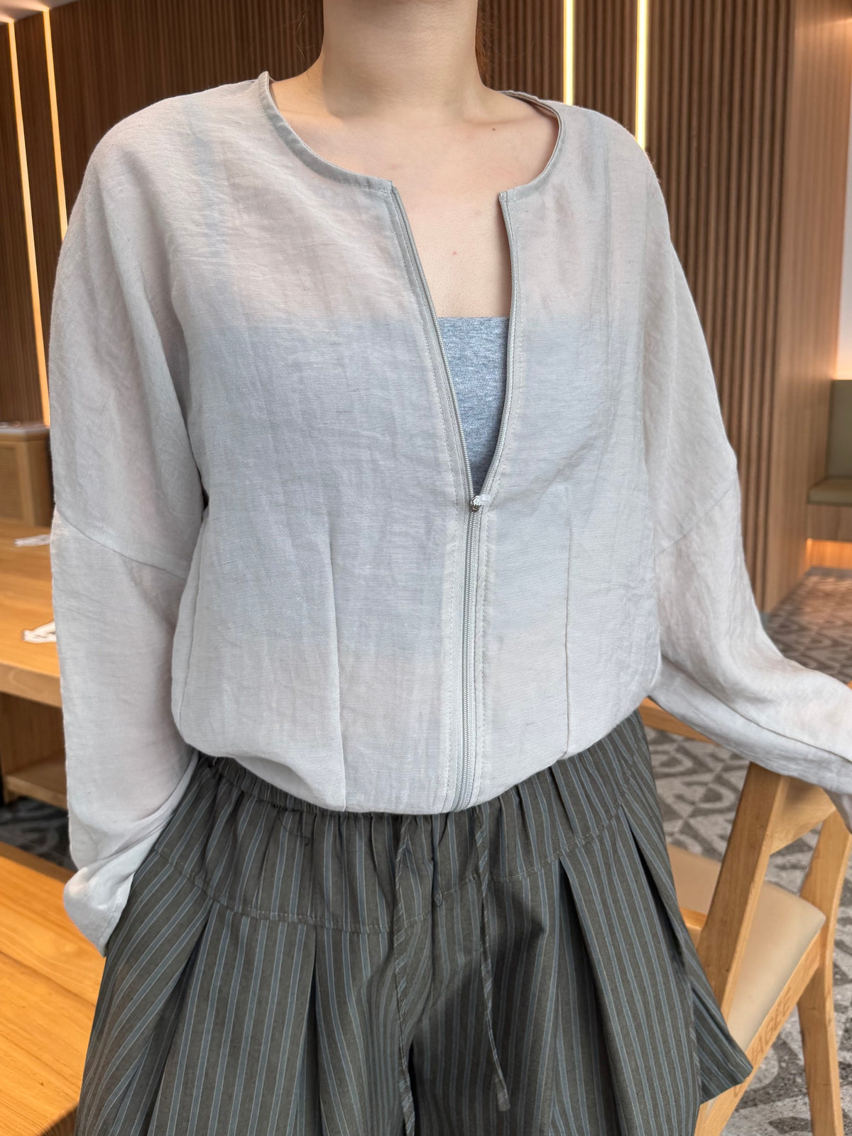 LINEN COTTON JACKET IN GREY