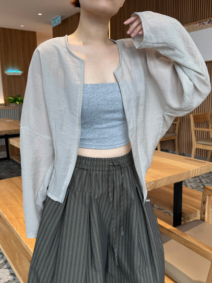 LINEN COTTON JACKET IN GREY