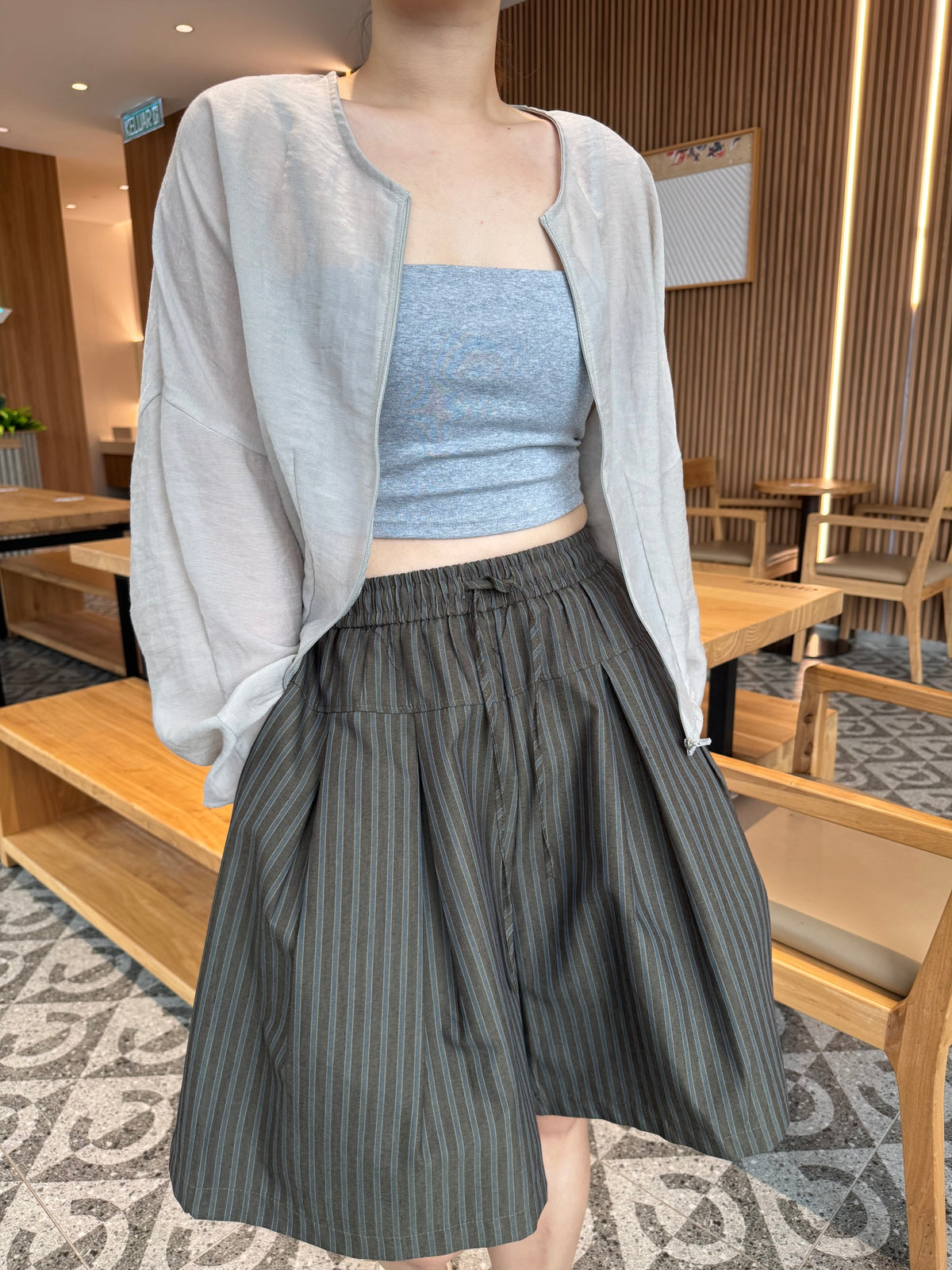 LINEN COTTON JACKET IN GREY