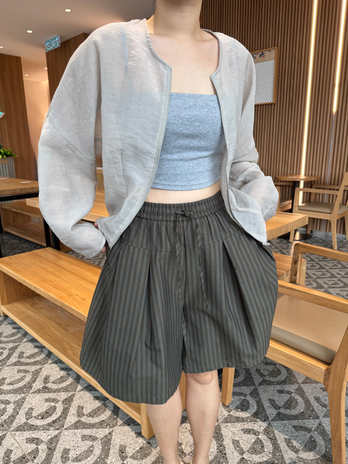 LINEN COTTON JACKET IN GREY