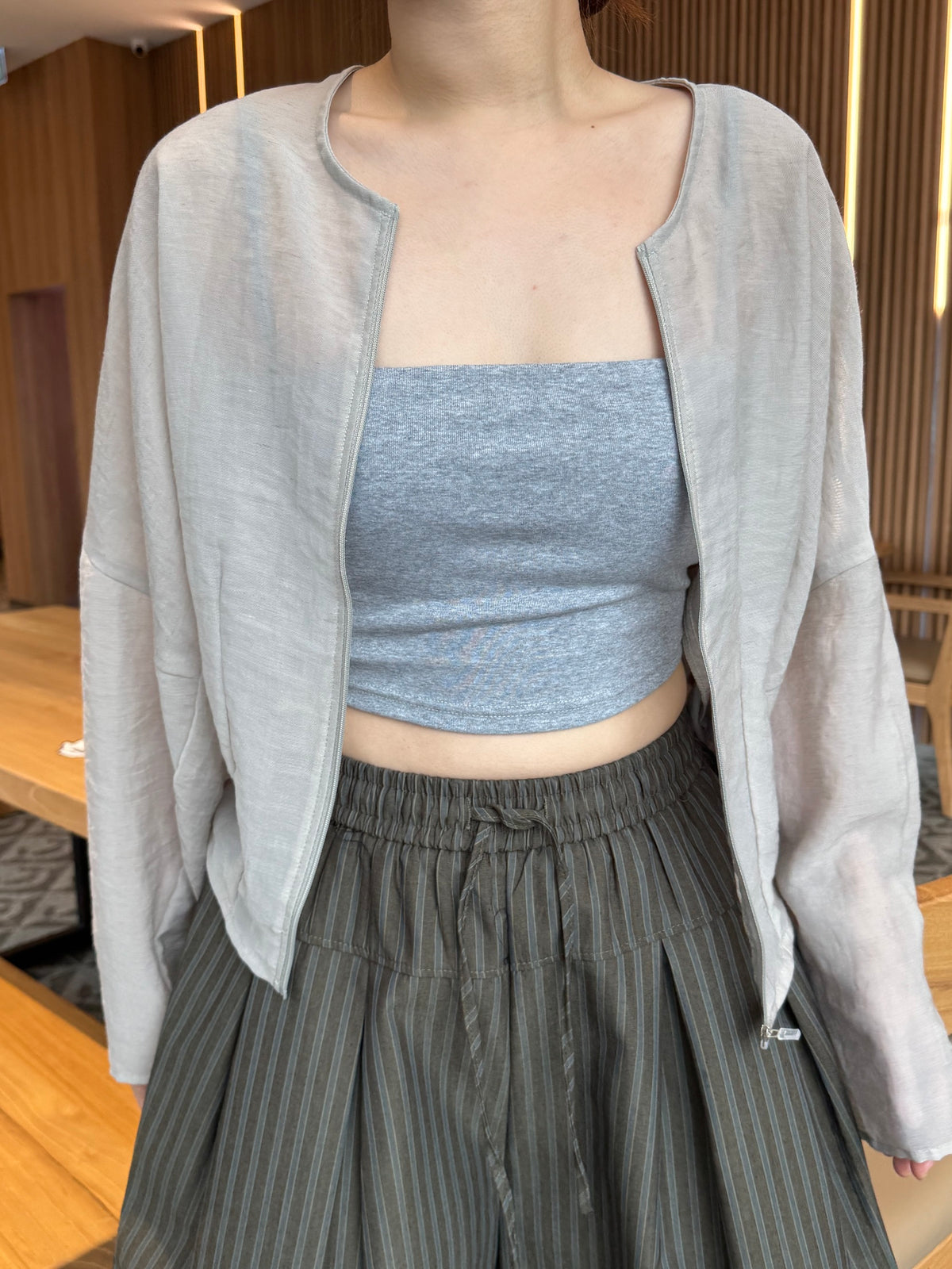 LINEN COTTON JACKET IN GREY
