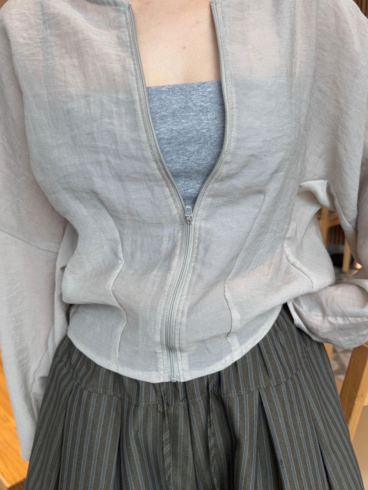 LINEN COTTON JACKET IN GREY