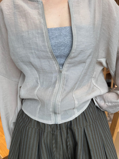 LINEN COTTON JACKET IN GREY