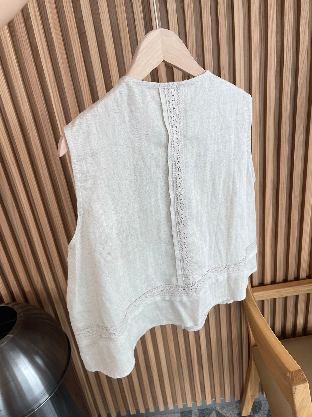 LINEN COTTON SINGLET IN OAT BEIGE