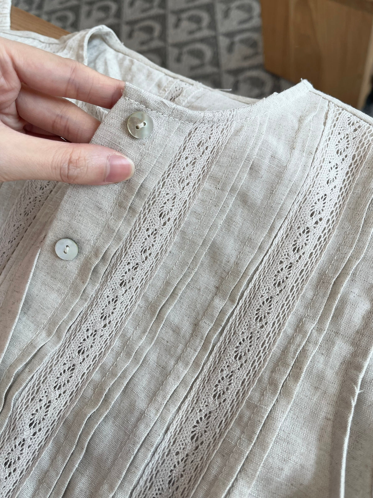 LINEN COTTON SINGLET IN OAT BEIGE