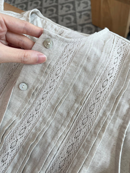 LINEN COTTON SINGLET IN OAT BEIGE