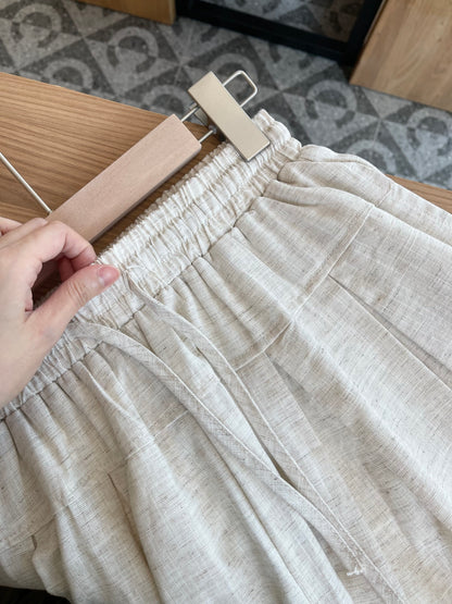 JESSIE LINEN COTTON SHORT IN OAT BEIGE