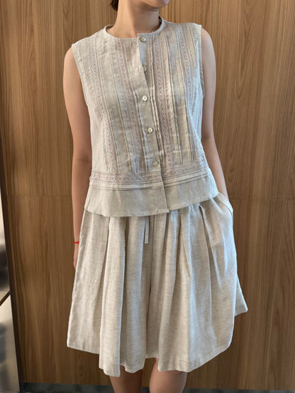 LINEN COTTON SINGLET IN OAT BEIGE