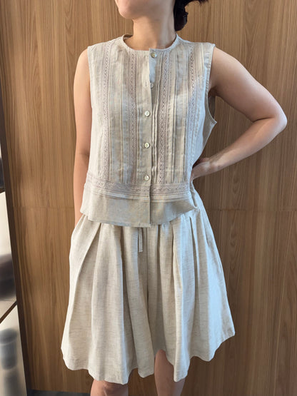 LINEN COTTON SINGLET IN OAT BEIGE
