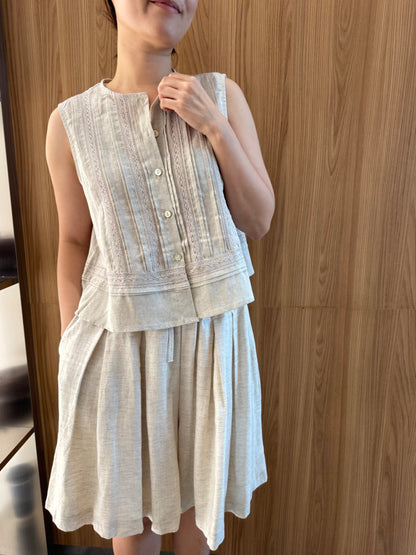 LINEN COTTON SINGLET IN OAT BEIGE