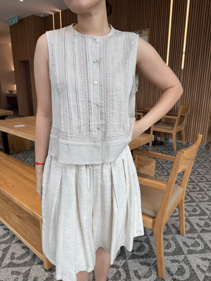 LINEN COTTON SINGLET IN OAT BEIGE