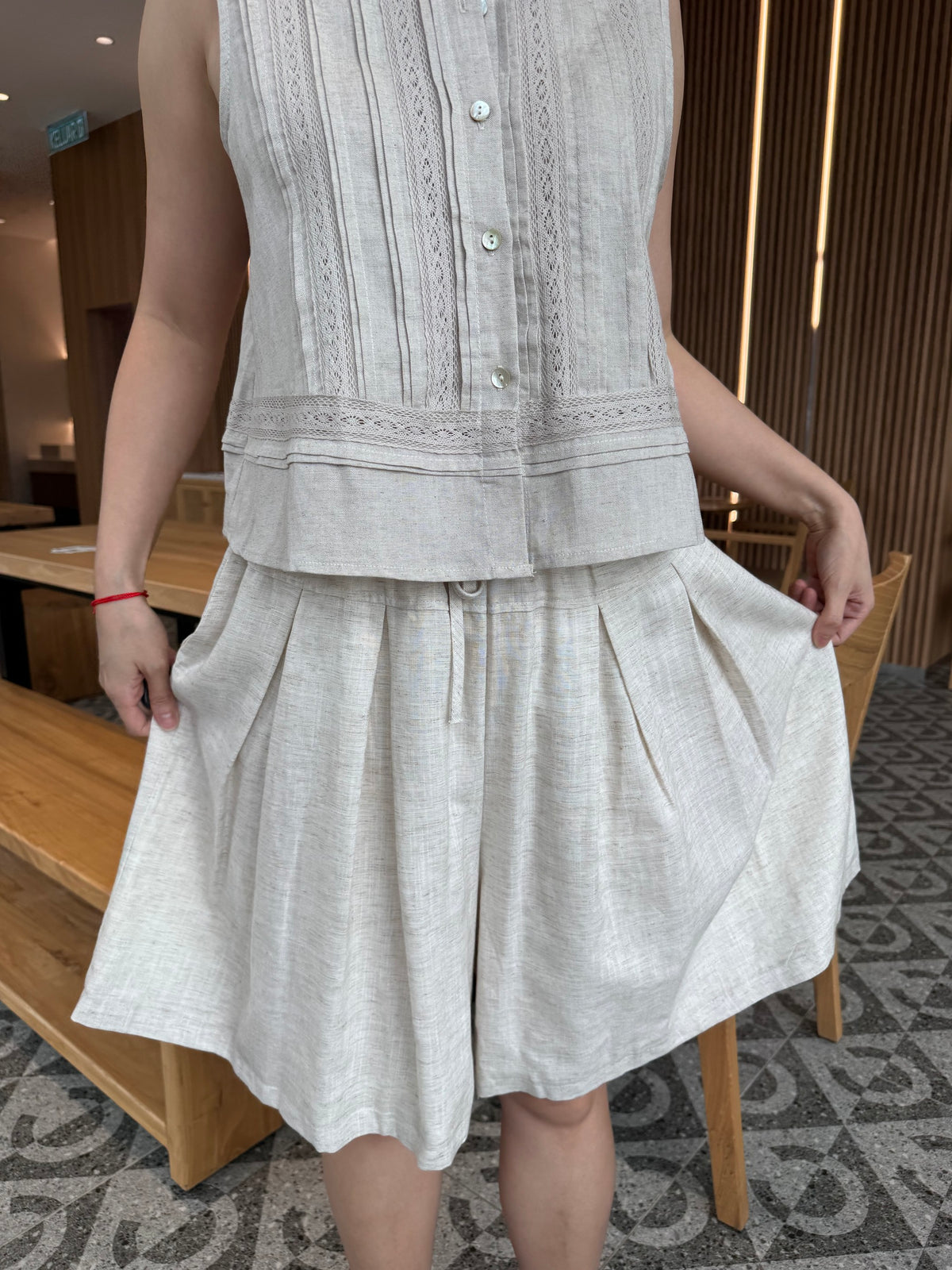 JESSIE LINEN COTTON SHORT IN OAT BEIGE