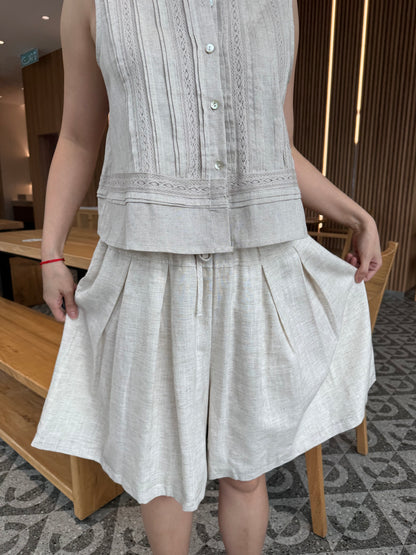 JESSIE LINEN COTTON SHORT IN OAT BEIGE