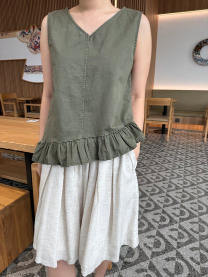 JESSIE LINEN COTTON SHORT IN OAT BEIGE
