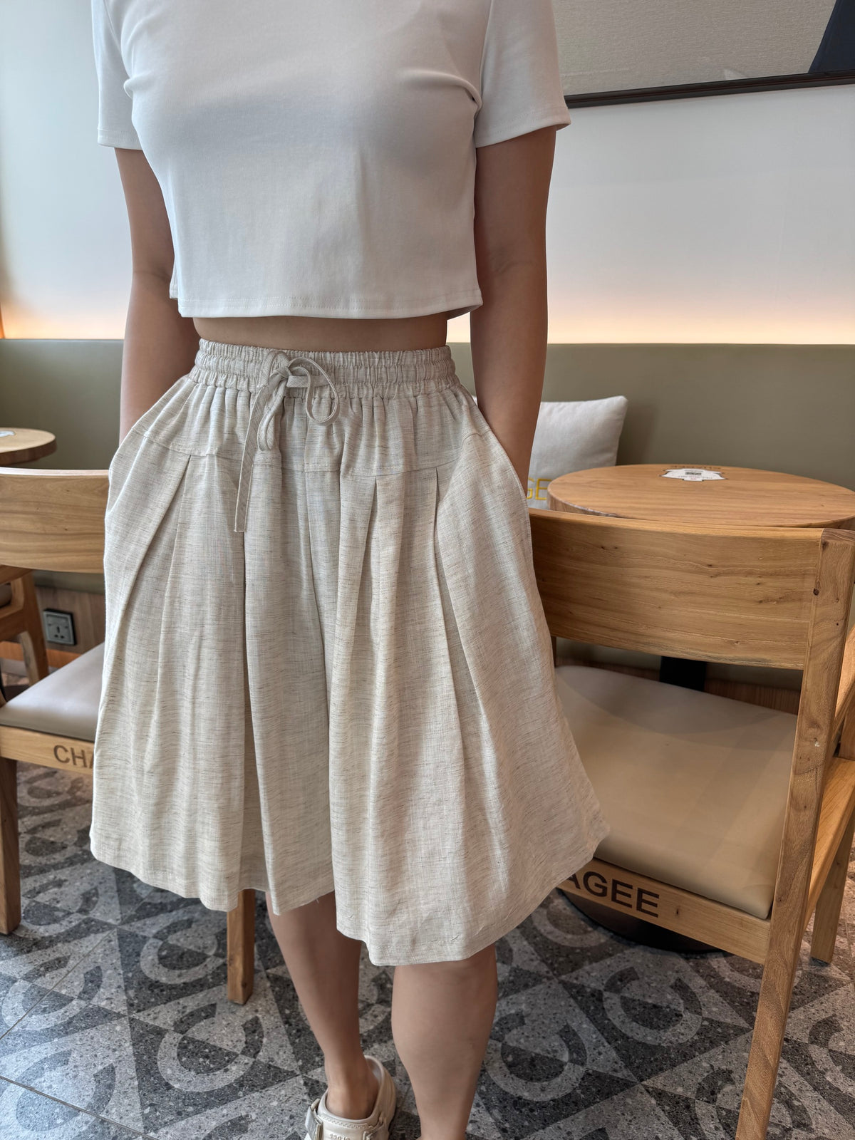 JESSIE LINEN COTTON SHORT IN OAT BEIGE