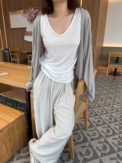 2 IN 1 SET (SINGLET + OUTER) IN BLACK/GREY