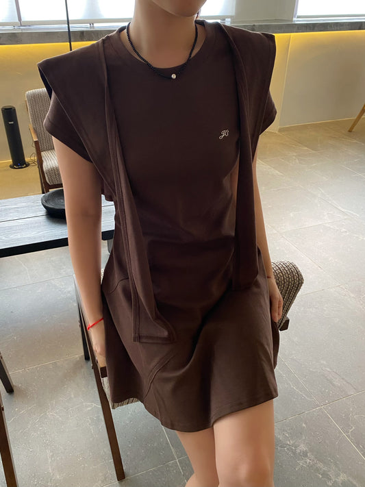 WENDY DRESS IN BROWN/GREY
