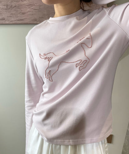 EMBROIDERED HORSE LONG SLEEVE TOP