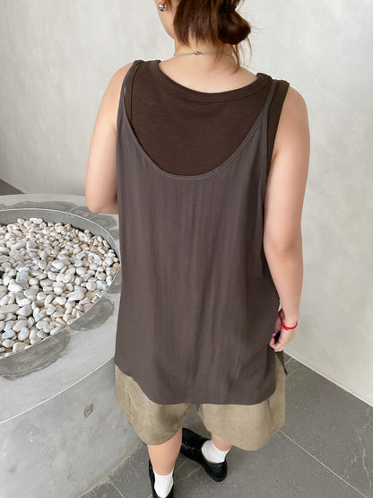 MIMI SINGLET SET (2 IN 1) IN BROWN