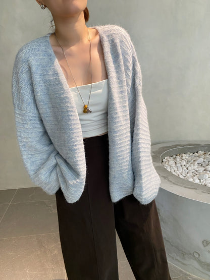 PERANA OUTWEAR KNIT TOP IN GREY/BLUE