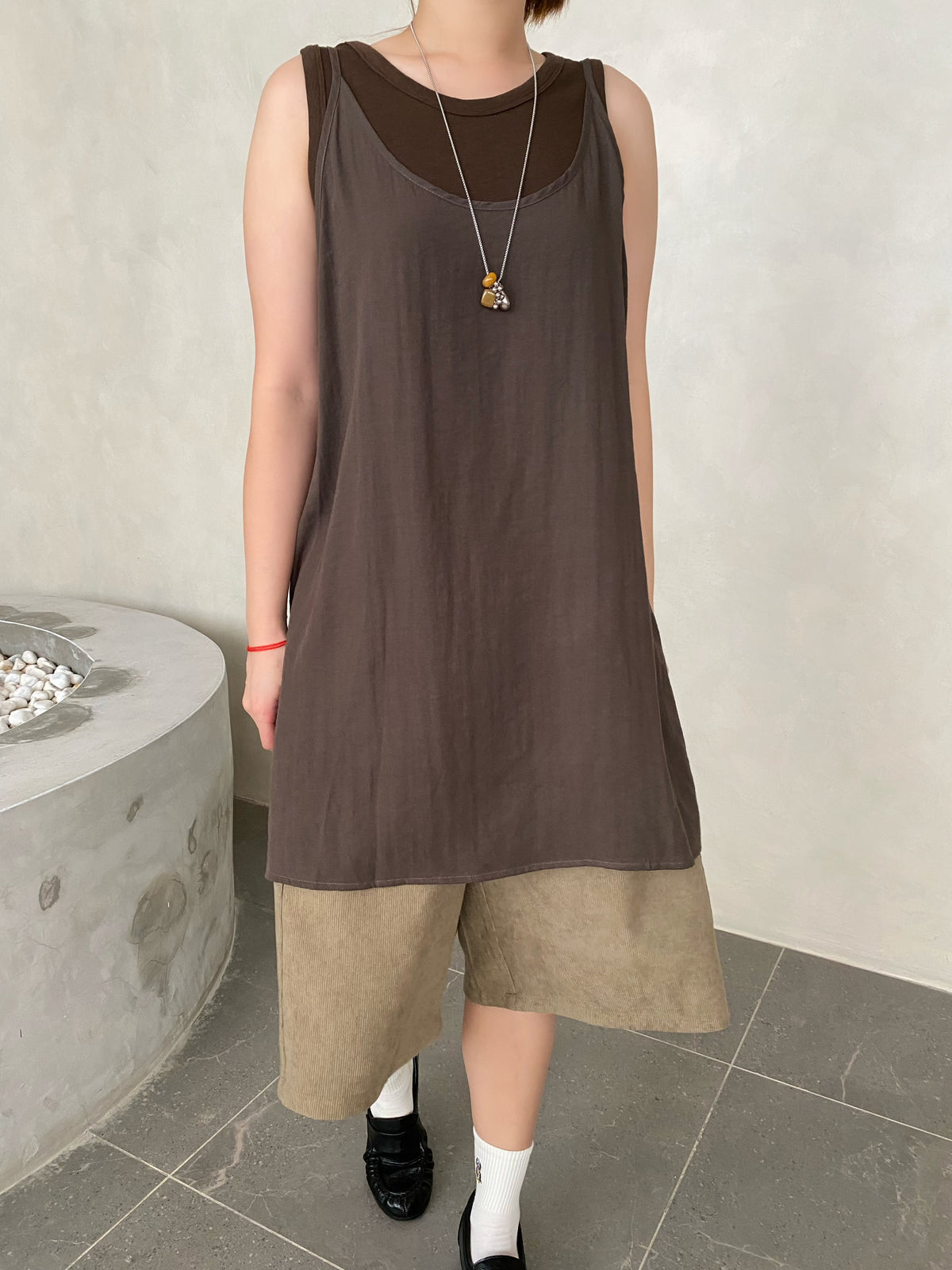 MIMI SINGLET SET (2 IN 1) IN BROWN