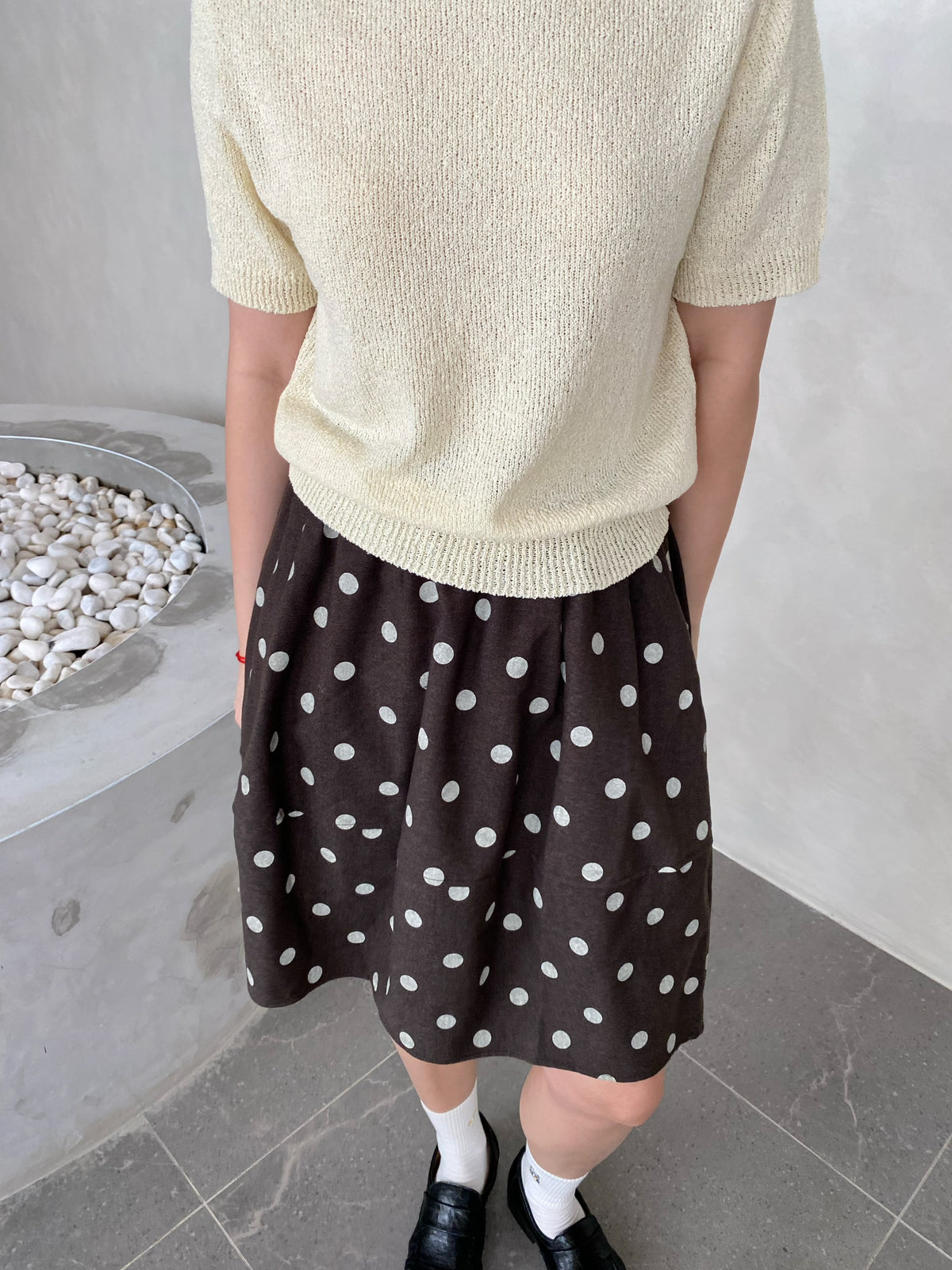 VINTAGE POLKA DOT SKIRT IN BROWN